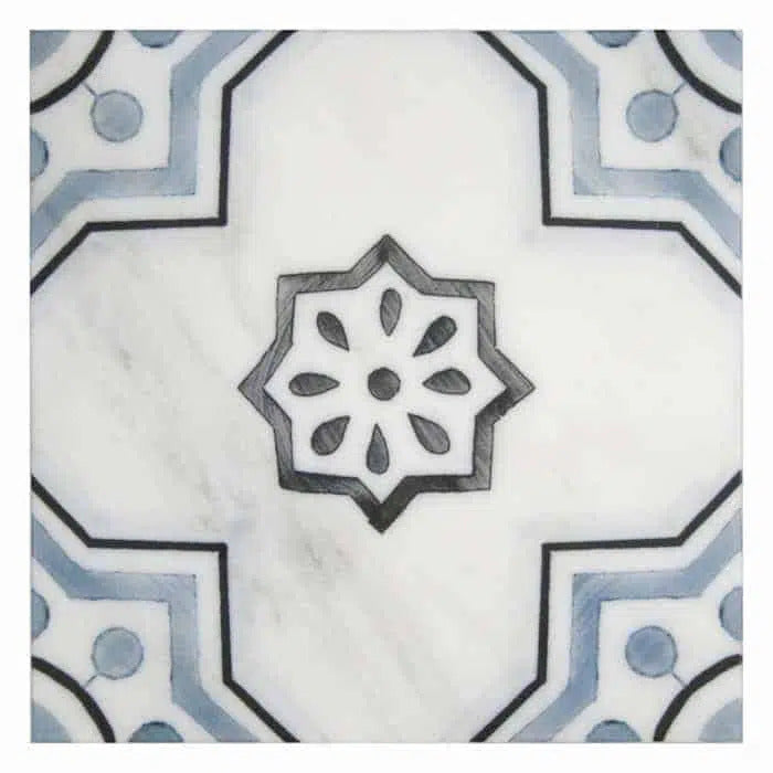 chapman sky classic perle blanc natural limestone square shape deco tile size 12 by 12 inch for interior kitchen and bathroom vanity backsplash wall and floor wet areas distributed by surface group and produced by artistic tile in united states