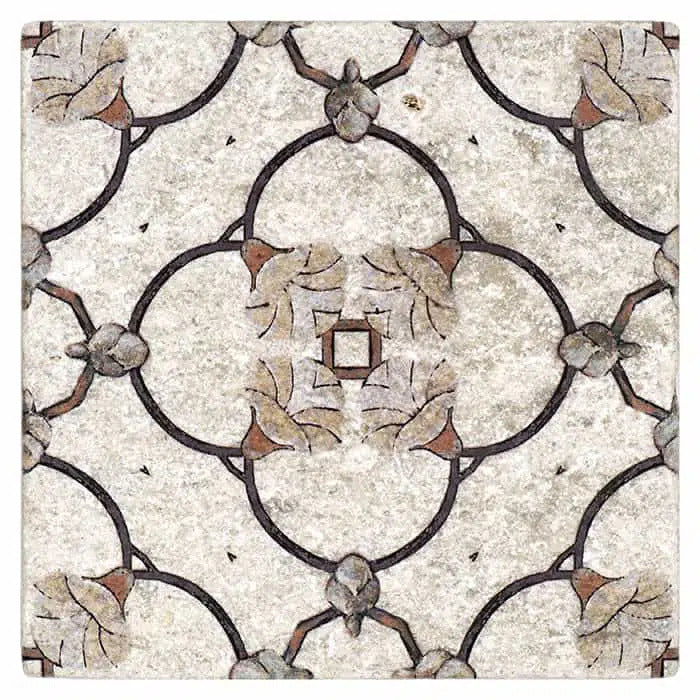 chime redwood scallop like perle blanc natural limestone square shape deco tile size 6 by 6 inch for interior kitchen and bathroom vanity backsplash wall and floor wet areas distributed by surface group and produced by artistic tile in united states
