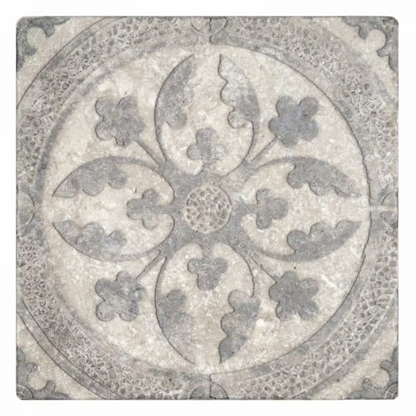 crystal blue modern perle blanc natural limestone square shape deco tile size 12 by 12 inch for interior kitchen and bathroom vanity backsplash wall and floor wet areas distributed by surface group and produced by artistic tile in united states