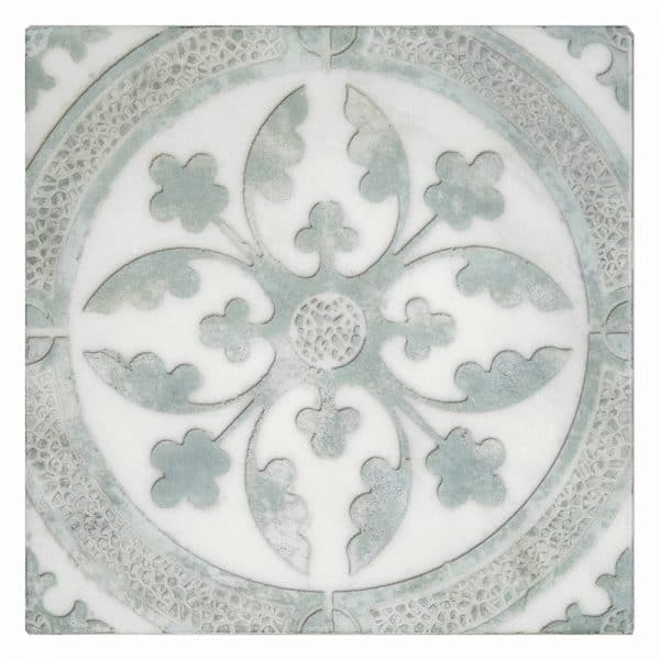 crystal fire modern carrara natural marble square shape deco tile size 6 by 6 inch for interior kitchen and bathroom vanity backsplash wall and floor wet areas distributed by surface group and produced by artistic tile in united states