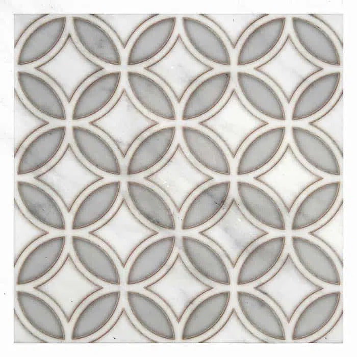 crystal topaz modern carrara natural marble square shape deco tile size 12 by 12 inch for interior kitchen and bathroom vanity backsplash wall and floor wet areas distributed by surface group and produced by artistic tile in united states