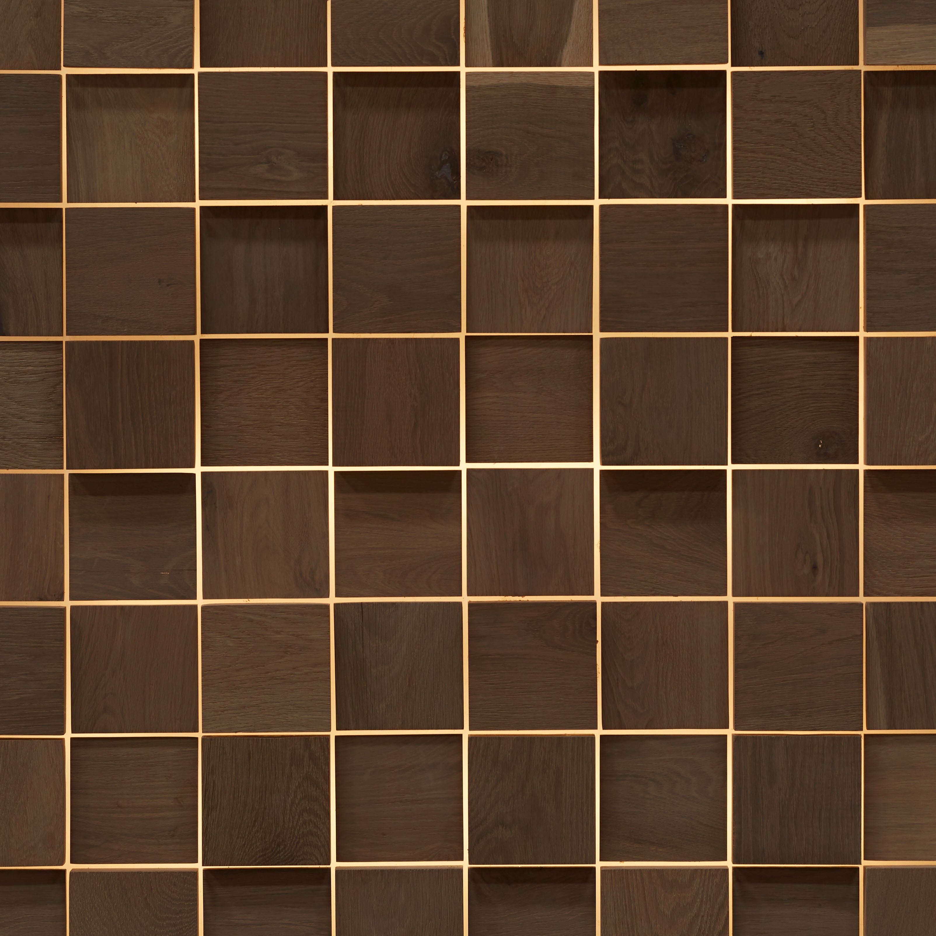duchateau celestio cobble smoke oak three dimensional wall natural wood panel light wire brush matte lacquer for interior use distributed by surface group international