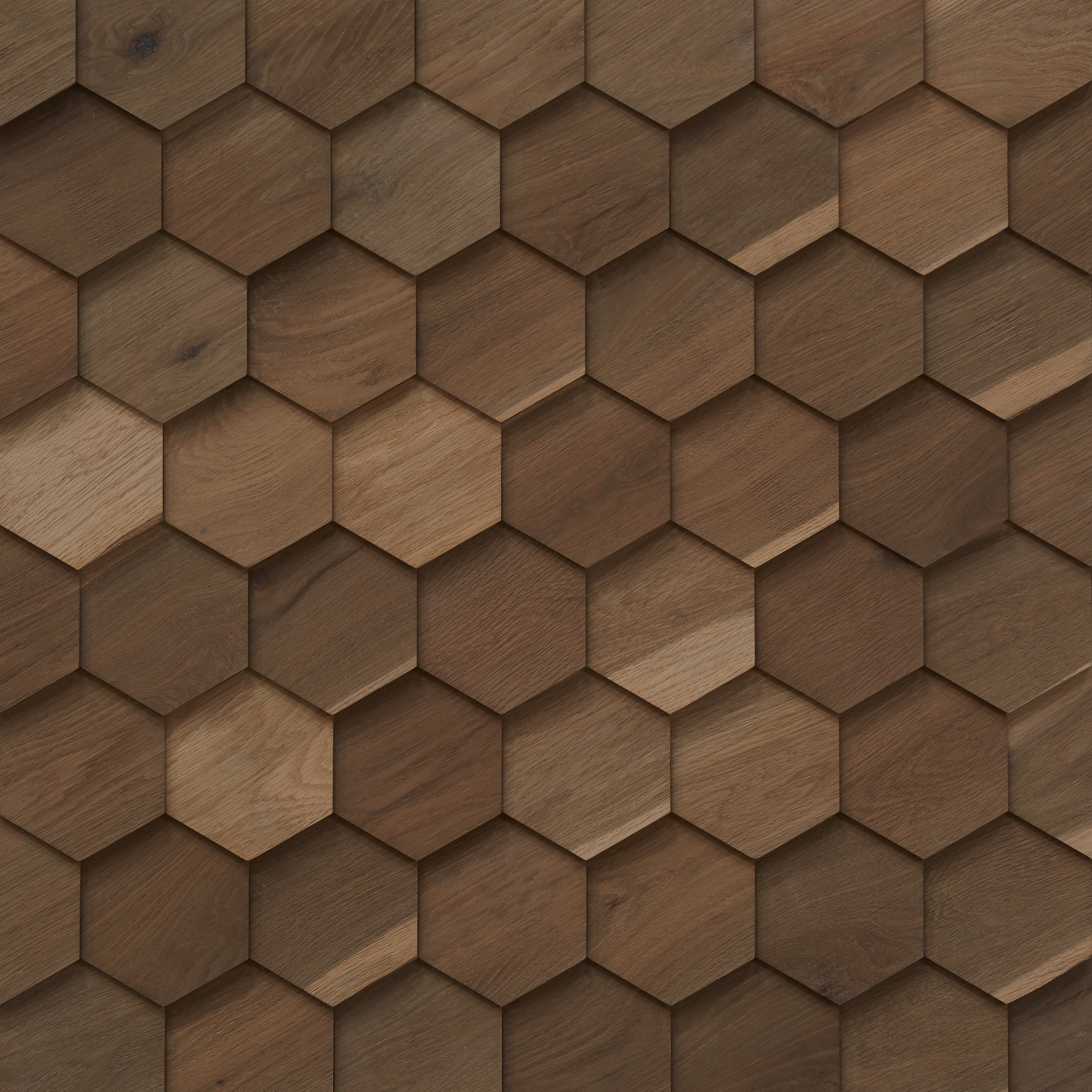 duchateau celestio legno hexo smoke oak three dimensional wall natural wood panel light wire brush matte lacquer for interior use distributed by surface group international