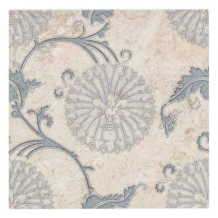 eliana dusty blue transitional carrara natural marble square shape deco tile size 6 by 6 inch for interior kitchen and bathroom vanity backsplash wall and floor wet areas distributed by surface group and produced by artistic tile in united states