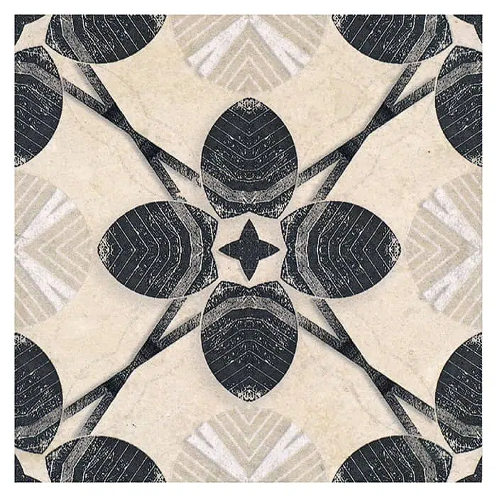 harper black licorice farmhouse perle blanc natural limestone square shape deco tile size 12 by 12 inch for interior kitchen and bathroom vanity backsplash wall and floor wet areas distributed by surface group and produced by artistic tile in united states