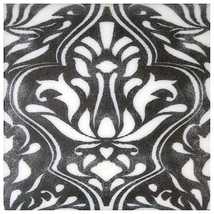 lillian coal antique hue honed durango natural limestone square shape deco tile size 12 by 12 inch for interior kitchen and bathroom vanity backsplash wall and floor wet areas distributed by surface group and produced by artistic tile in united states