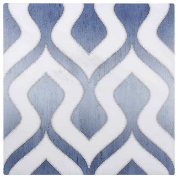 morocco sea arabesque carrara natural marble square shape deco tile size 12 by 12 inch for interior kitchen and bathroom vanity backsplash wall and floor wet areas distributed by surface group and produced by artistic tile in united states