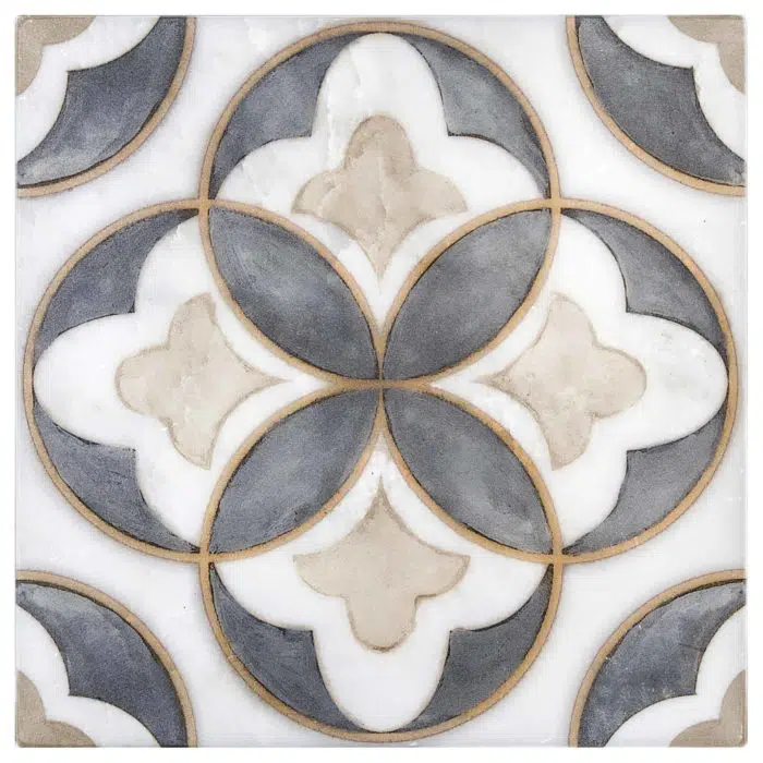 Mulholland Charcoal Carrara Marble Deco Tile (12x12)