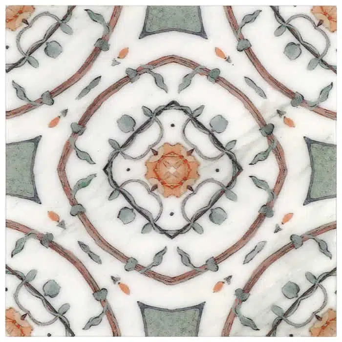 nira poppy eye catching perle blanc natural limestone square shape deco tile size 12 by 12 inch for interior kitchen and bathroom vanity backsplash wall and floor wet areas distributed by surface group and produced by artistic tile in united states