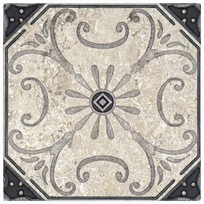 solana shade playful perle blanc natural limestone square shape deco tile size 12 by 12 inch for interior kitchen and bathroom vanity backsplash wall and floor wet areas distributed by surface group and produced by artistic tile in united states