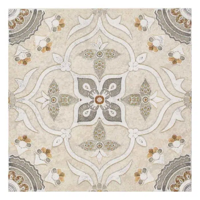 sweeden warm grey elevated perle blanc natural limestone square shape deco tile size 12 by 12 inch for interior kitchen and bathroom vanity backsplash wall and floor wet areas distributed by surface group and produced by artistic tile in united states