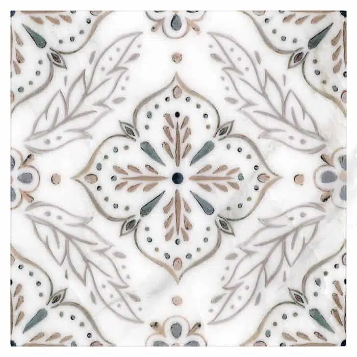 willow wallnut delicate perle blanc natural limestone square shape deco tile size 12 by 12 inch for interior kitchen and bathroom vanity backsplash wall and floor wet areas distributed by surface group and produced by artistic tile in united states