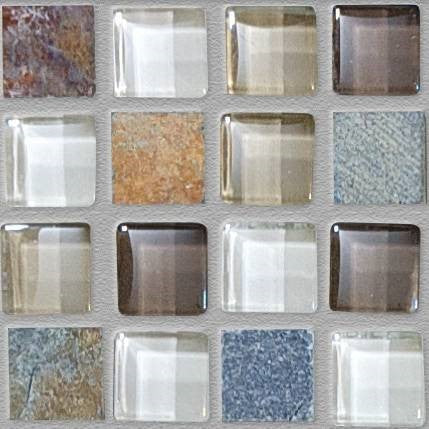 GSQ Mosaic Amber Tea Slate&Quartz&Glass Mosaic