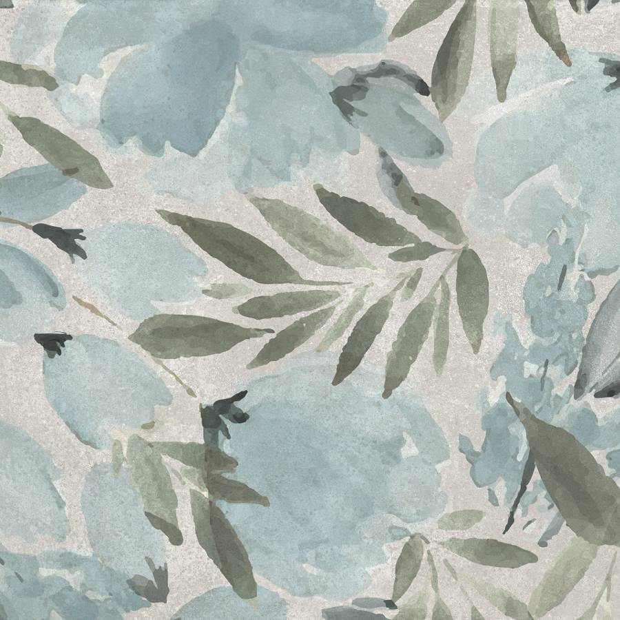 Porcelain tile with blue peony floral design for elegant home decor.