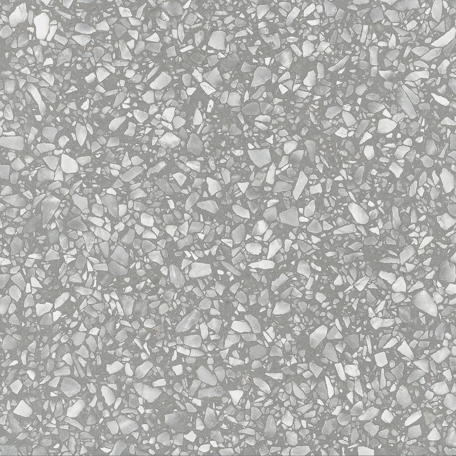 Porcelain tile with a speckled gray terrazzo design from Surface Group.