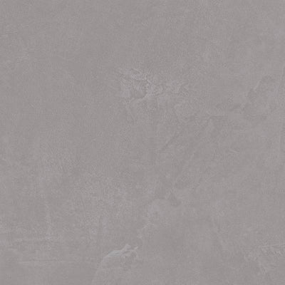 A close-up image of a gray porcelain tile with subtle texture variations resembling stone or concrete.