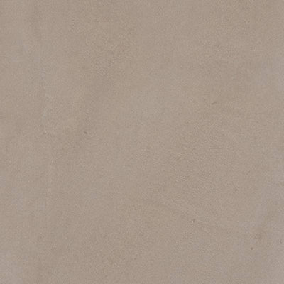 A close-up of a porcelain tile with a smooth, matte finish in a soft taupe shade, characterized by subtle variations in tone that imitate the look of natural stone. |