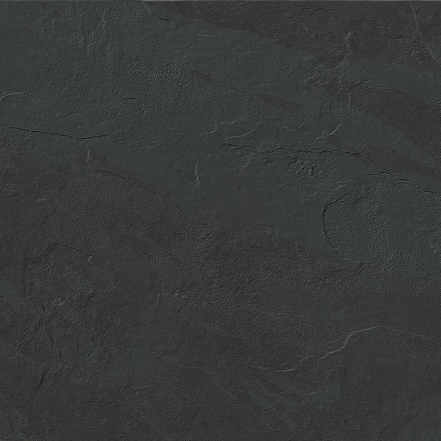 Porcelain tile with a textured black finish suitable for flooring and wall installations.