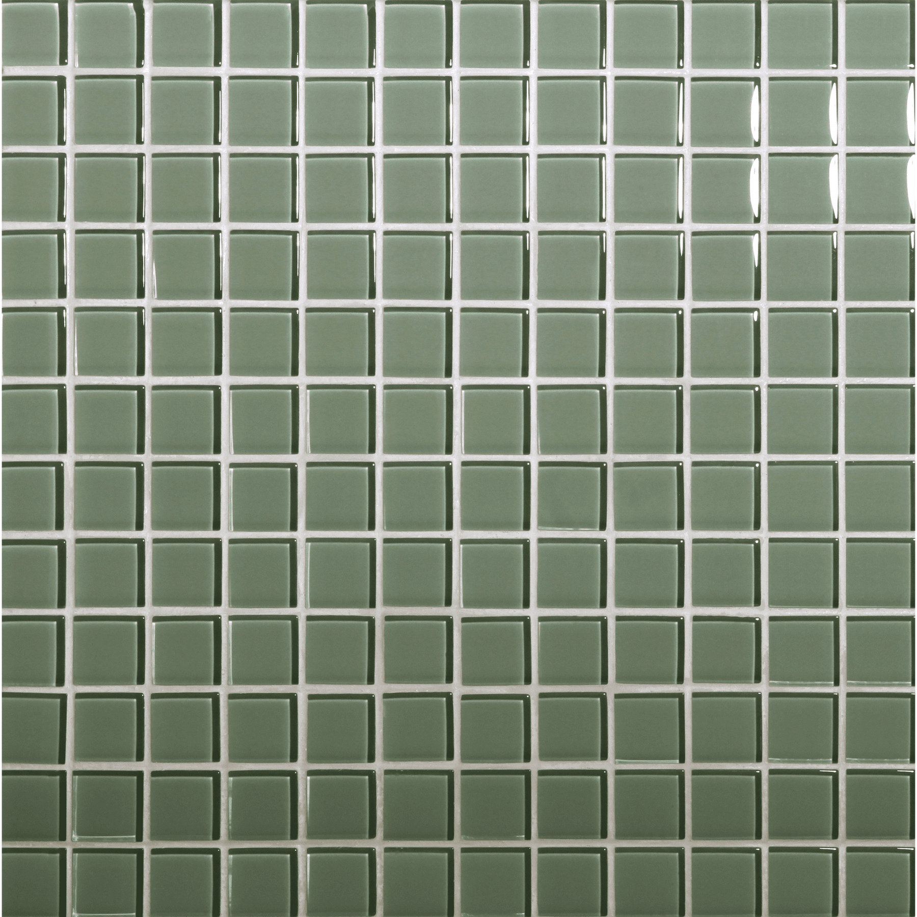 Tomei Silver Green Colored Glass Mosaic, Field Tile, Trim