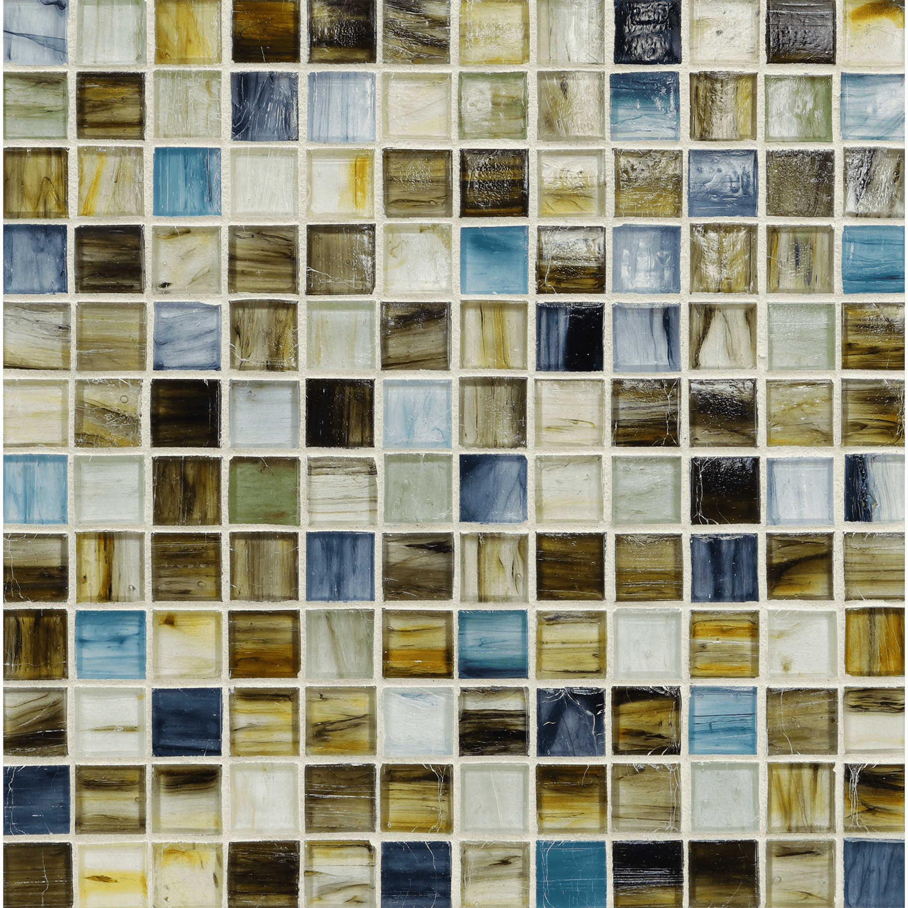 Tozen Ahou Colored Glass Mosaic, Field Tile, Trim