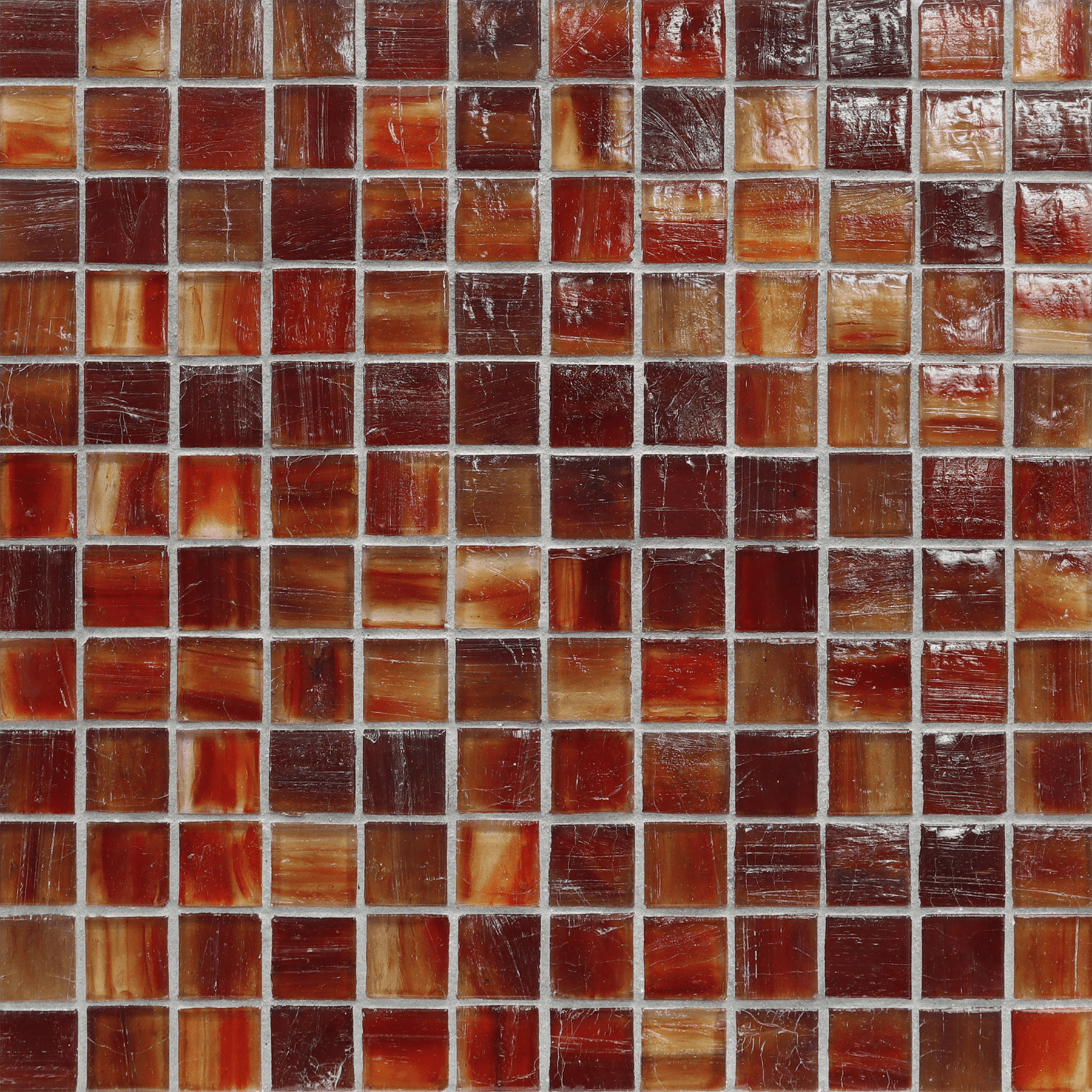 Tozen Marrakech Red Colored Glass Mosaic, Field Tile, Trim