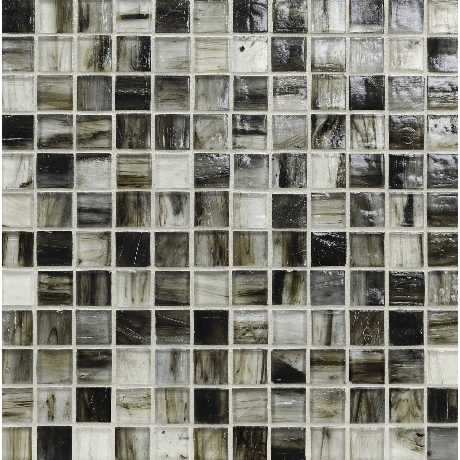 Tozen Nickel Colored Glass Mosaic, Field Tile, Trim