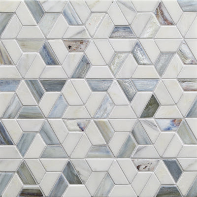 Vesuvio Himalayan Marble&Colored Glass Mosaic, Field Tile, Trim