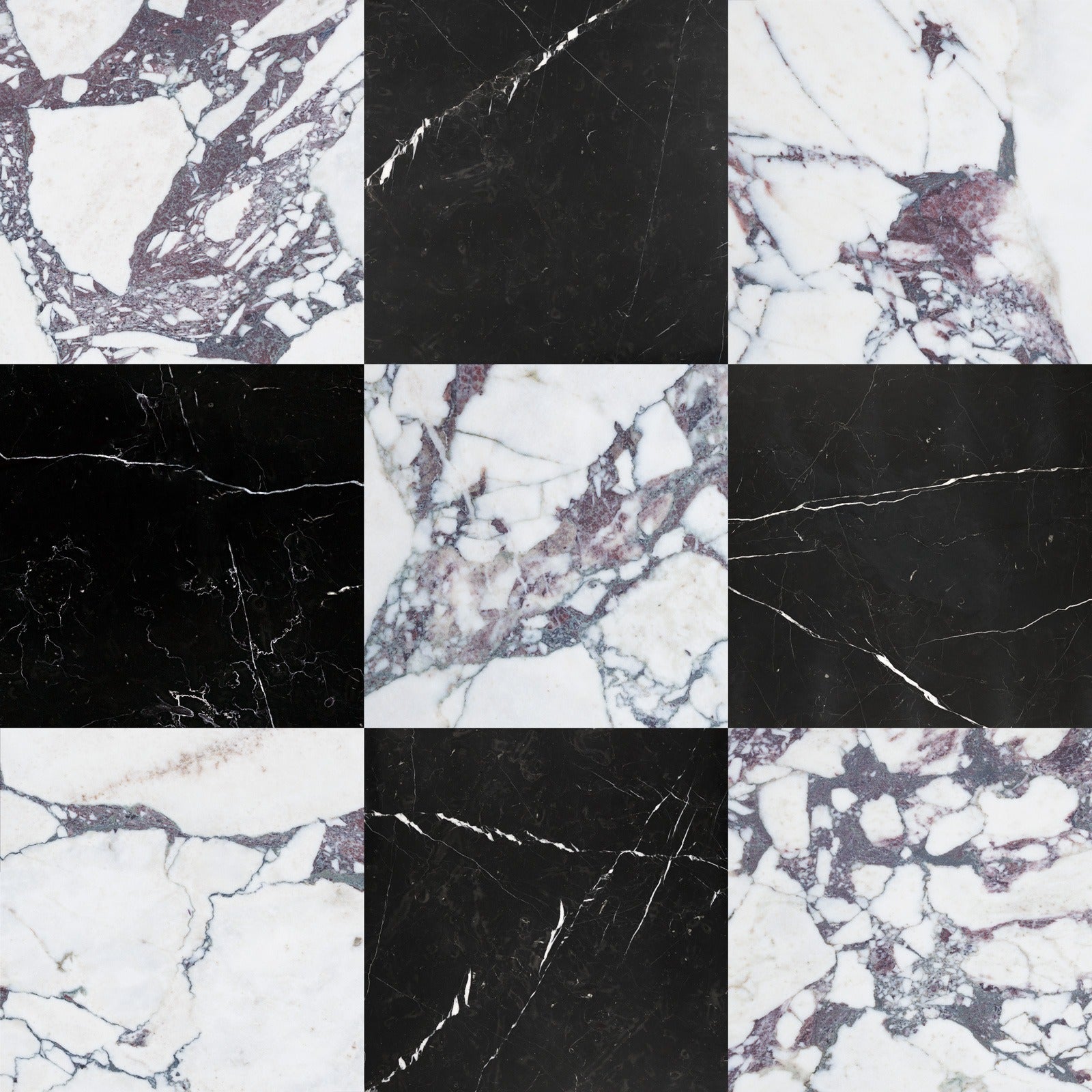 Calacatta Viola & Negro Marquina Checkerboard