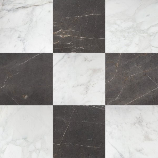 Graphite & Calacatta Caldia Checkerboard