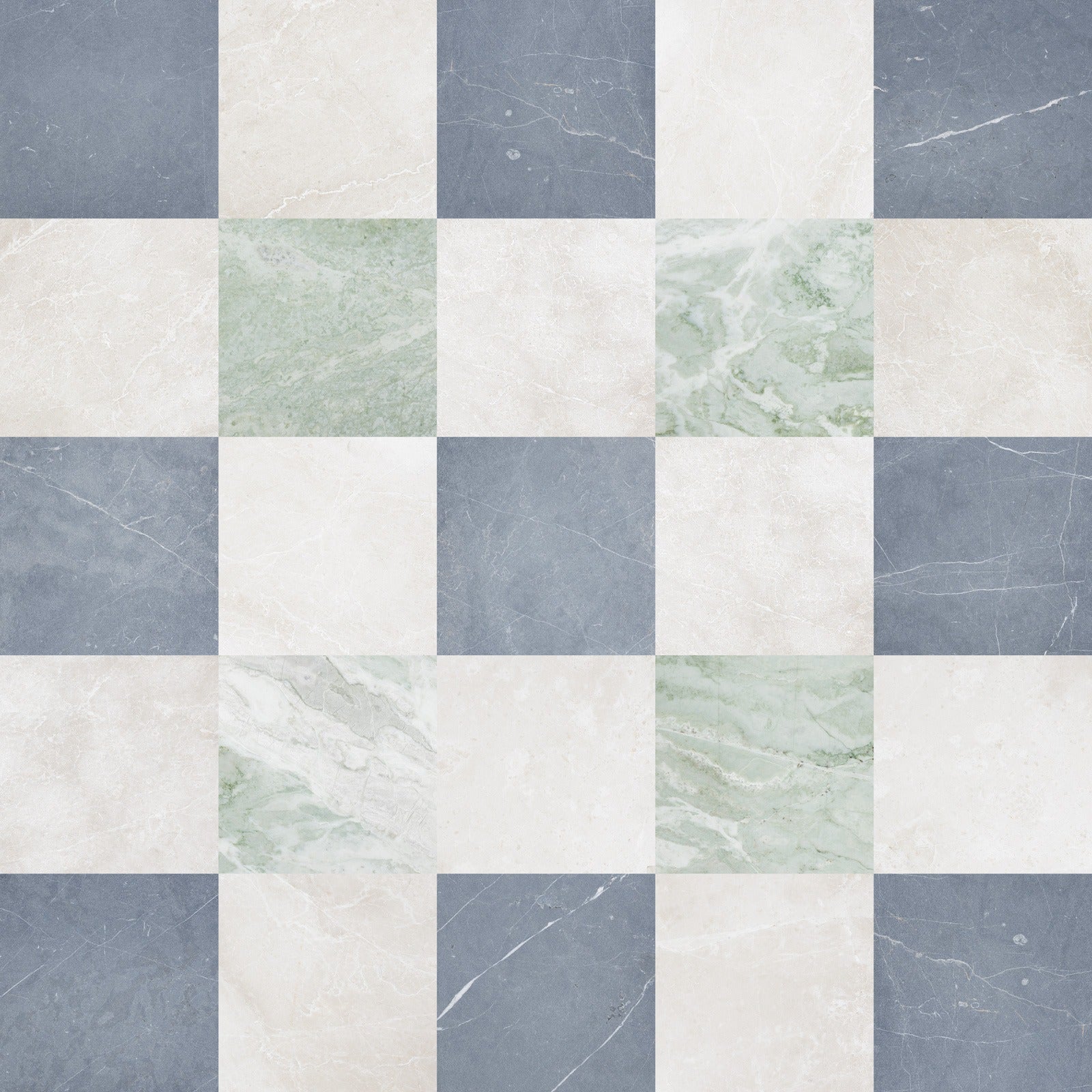 Ming Green, Negro Marquina & Botticino Turkish Checkerboard