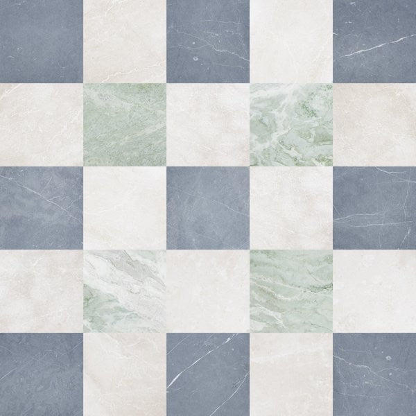 Ming Green, Negro Marquina & Botticino Turkish Checkerboard
