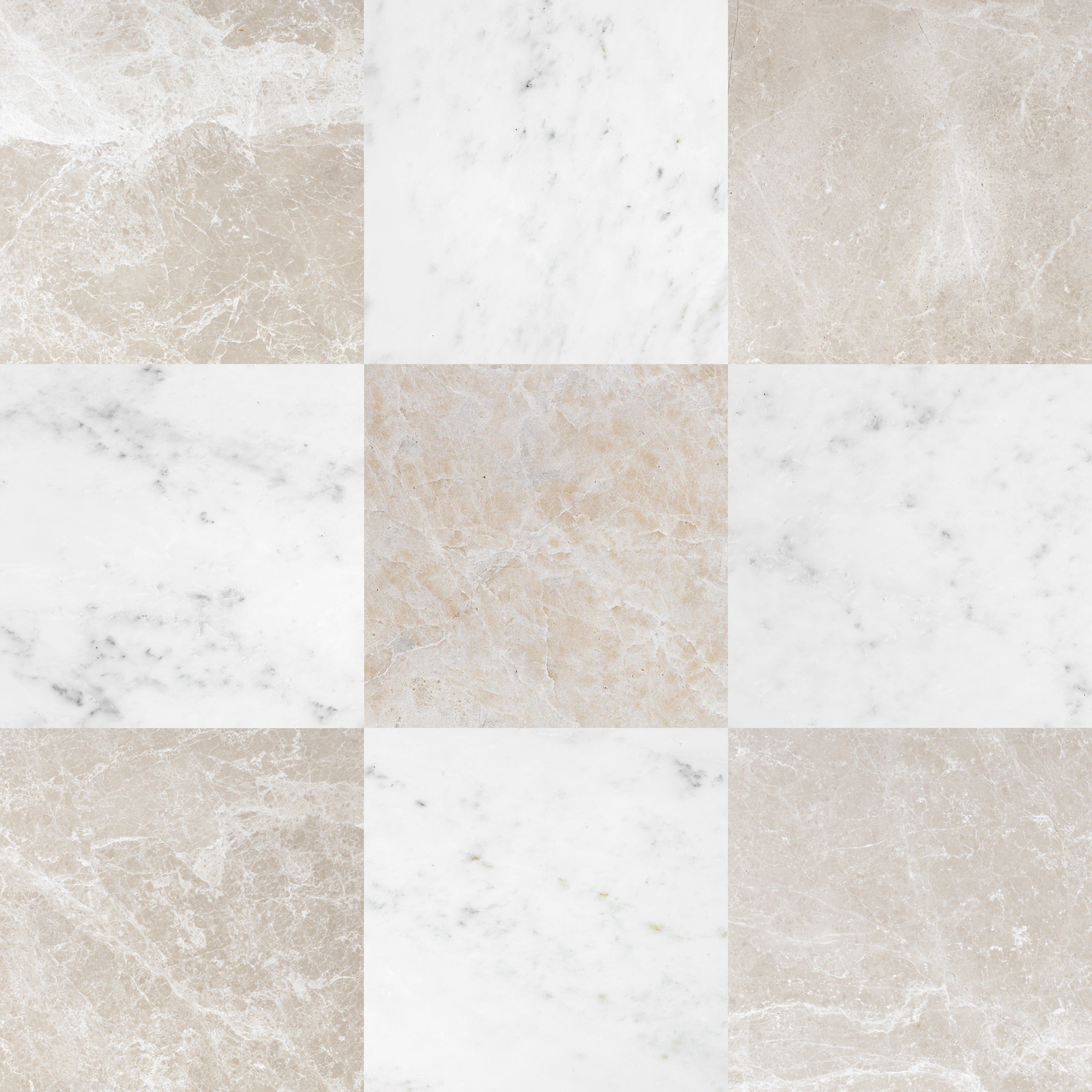 Oriental White & Botticino Turkish Checkerboard