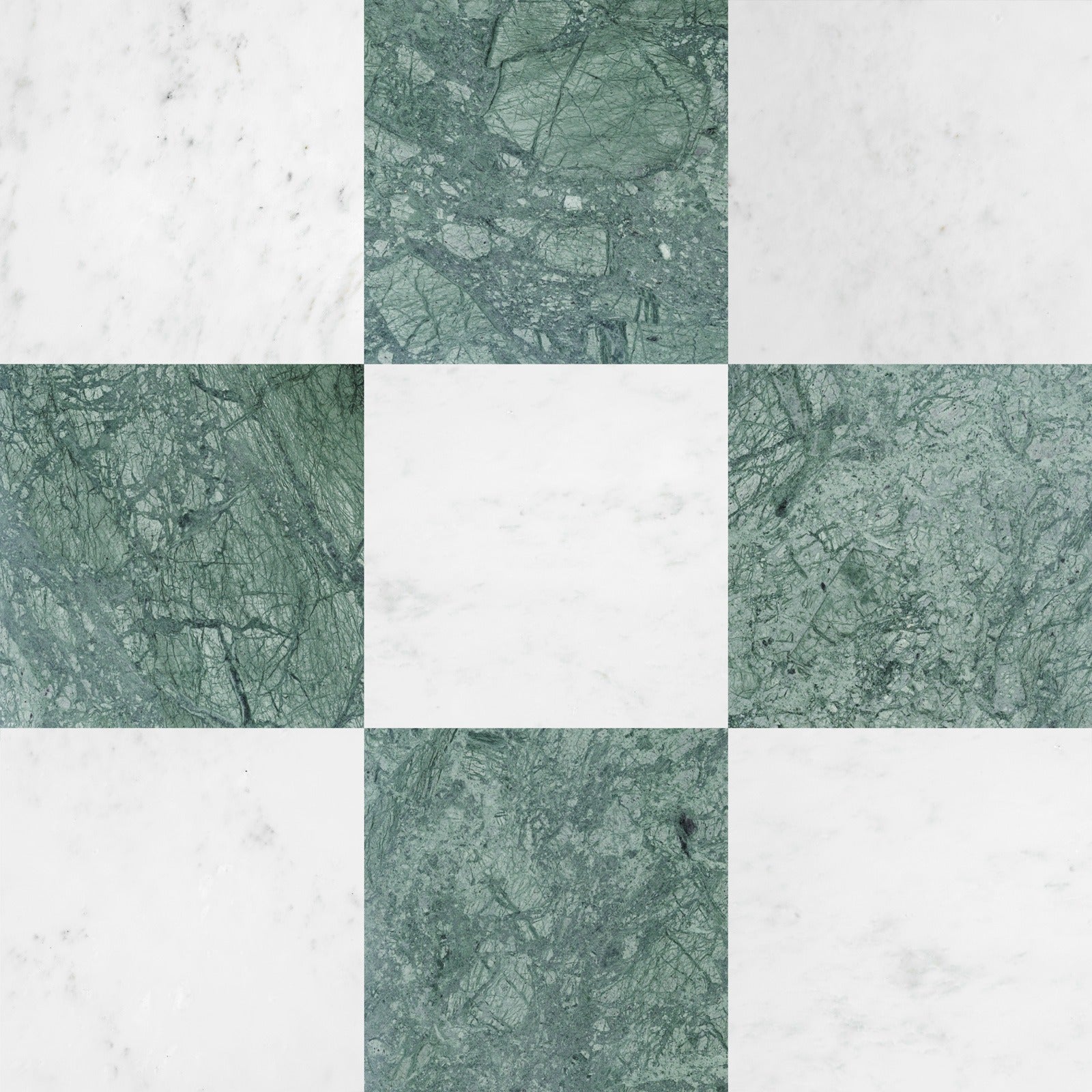 Oriental White & Empress Green Checkerboard