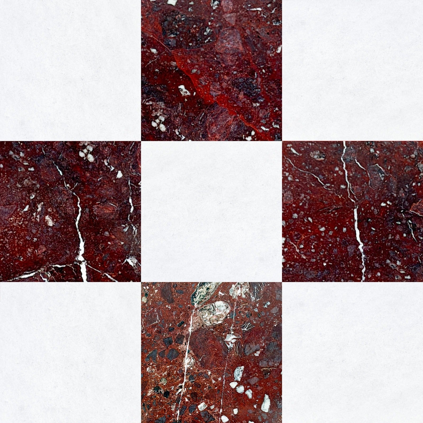 Polar White & Rosso Levanto Checkerboard