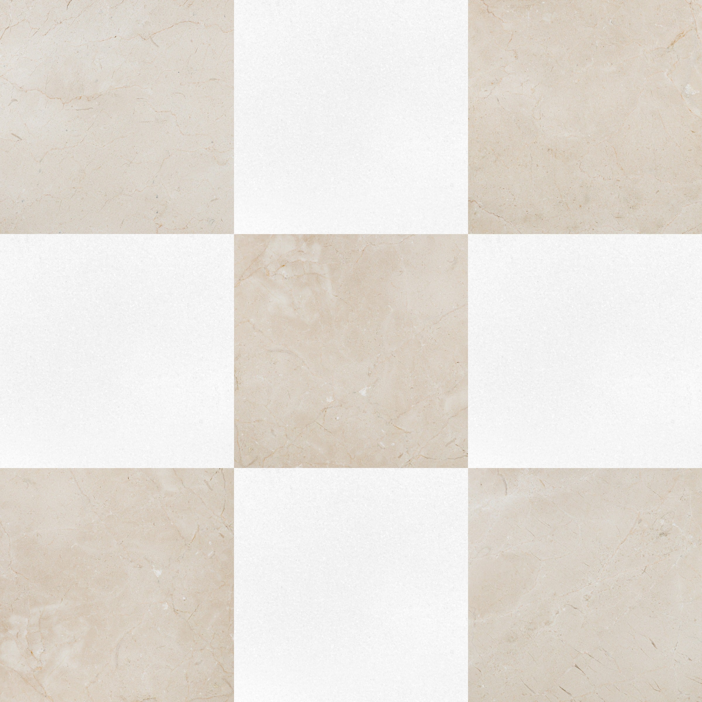 Thassos White & Crema Marfil Select Checkerboard