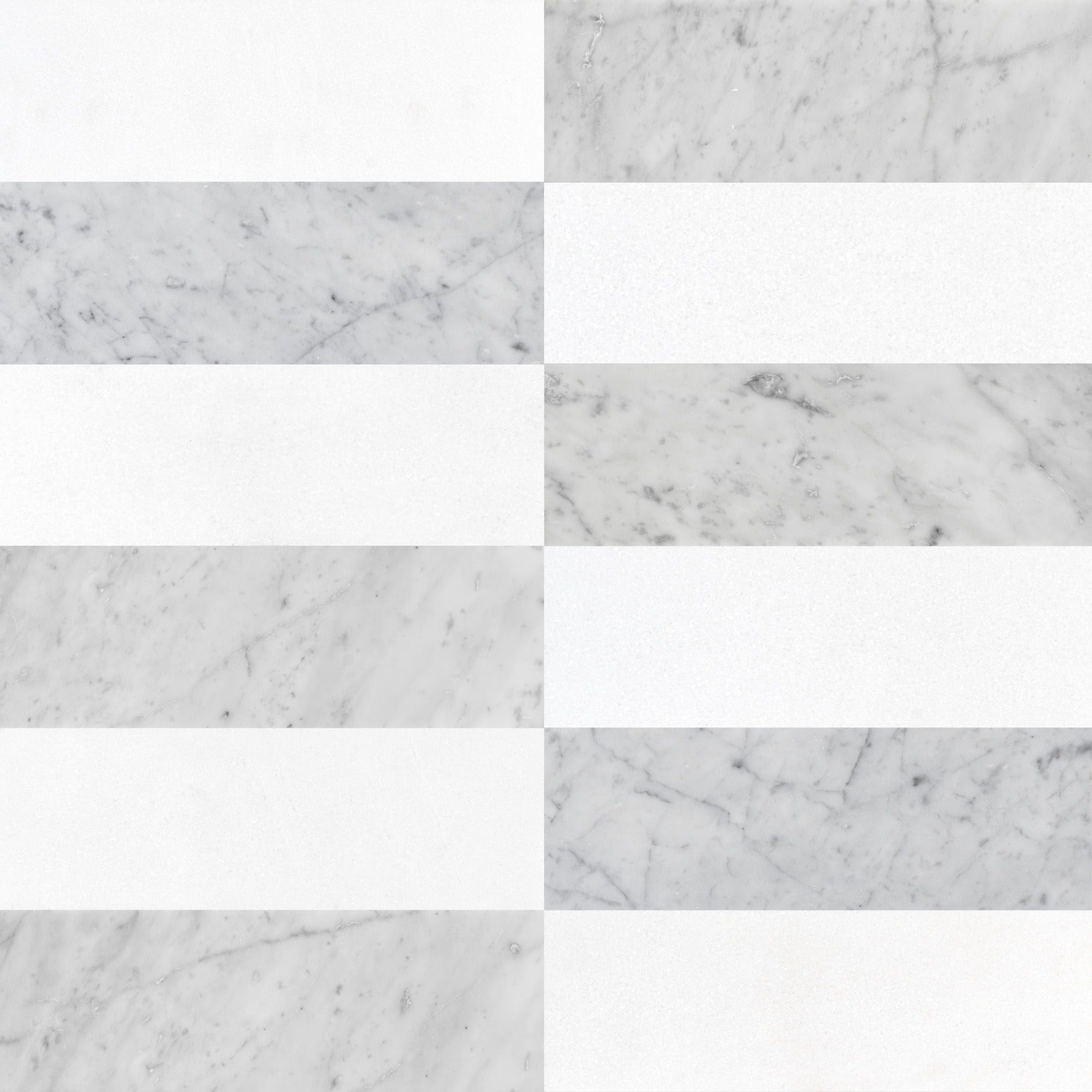 Thassos White & White Carrara Checkerboard