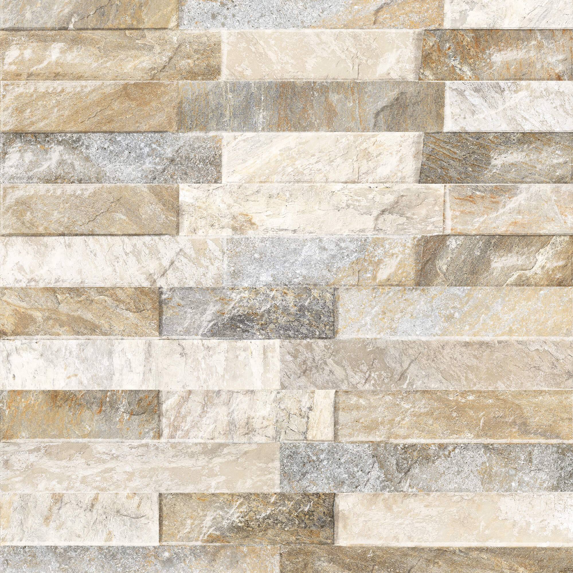 Beige Ordino Beige Ledgerp porcelain tile with ledgestone texture from Elon collection at Surface Group online store