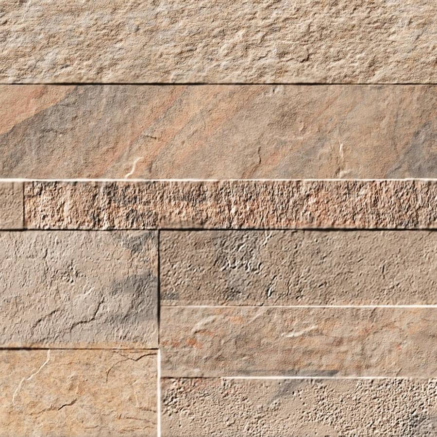 Porcelain ledgestone tile in beige with natural stone texture for wall design by Surface Group.