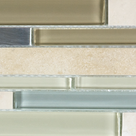 GSS Mosaic Sea Coast Stone Blend&Glass&Stainless Steel Mosaic