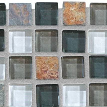 GSQ Mosaic Smoky Mica Slate&Quartz&Glass Mosaic