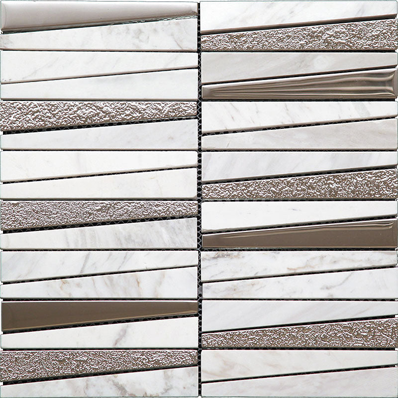 Cityscape White Colored Glass Mosaic