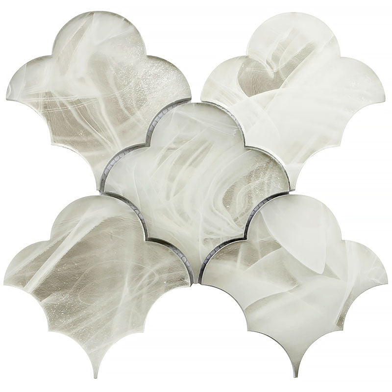 Cloud-9 Silver White Colored Glass Mosaic