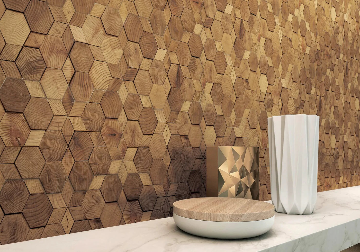 Wood Wall Mosaic & Panels