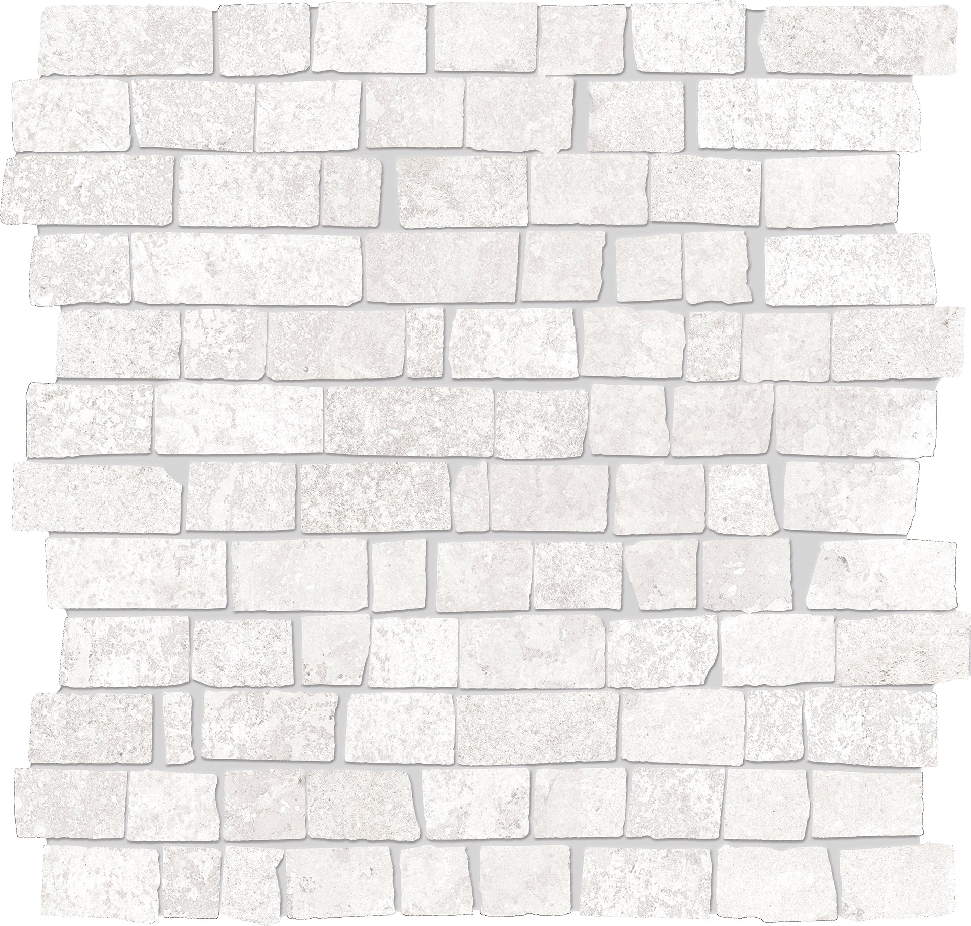 Chateau Blanc porcelain mosaic tile by Emil, naturale finish, 11 13/16"x11 13/16"x9.5-mm size. Premium Italian porcelain for floors and walls.