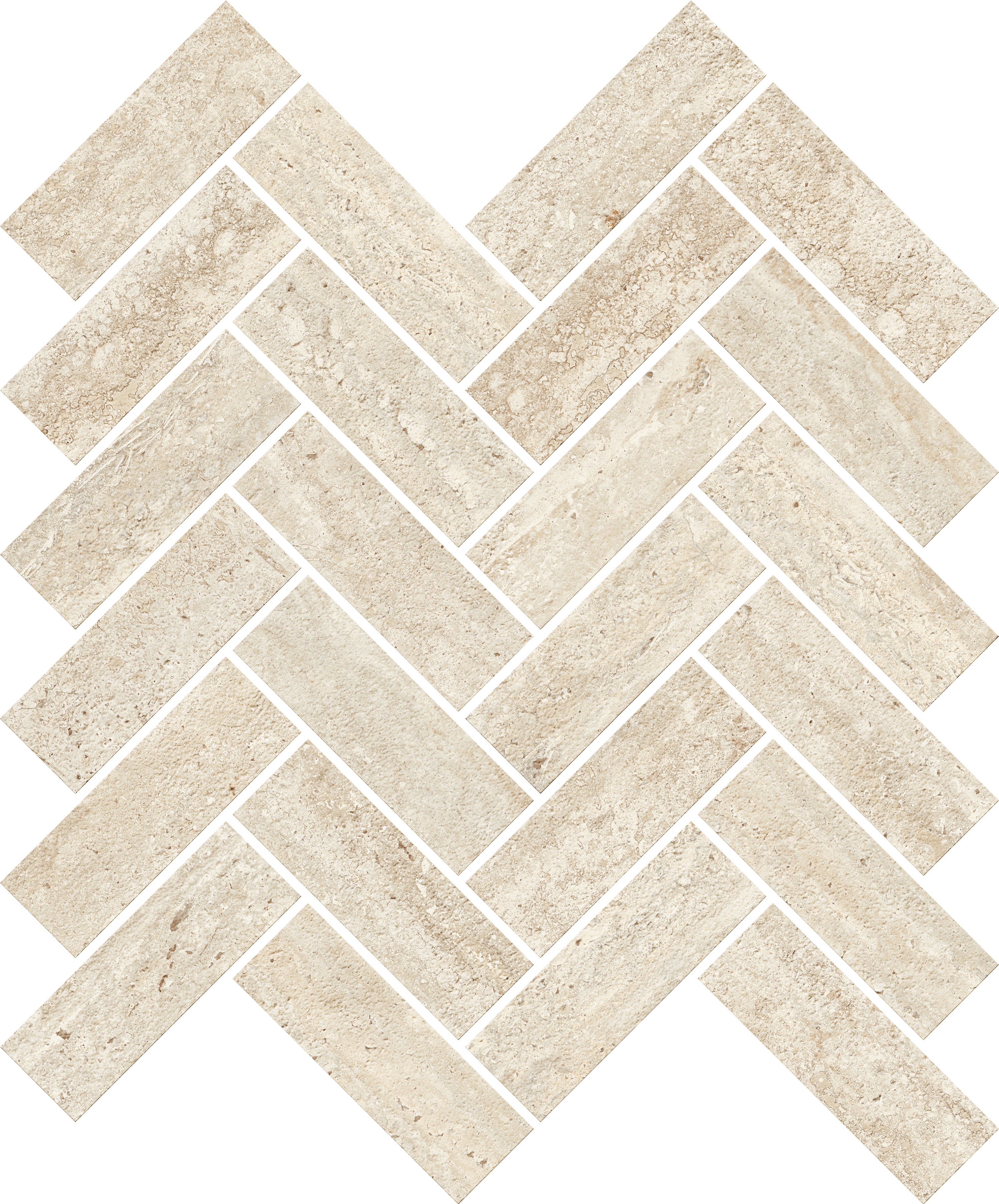 Trail Vein Cut Ivory porcelain mosaic, top-down product view, 12"×12"×11/32" size. Premium porcelain for floors and walls.
