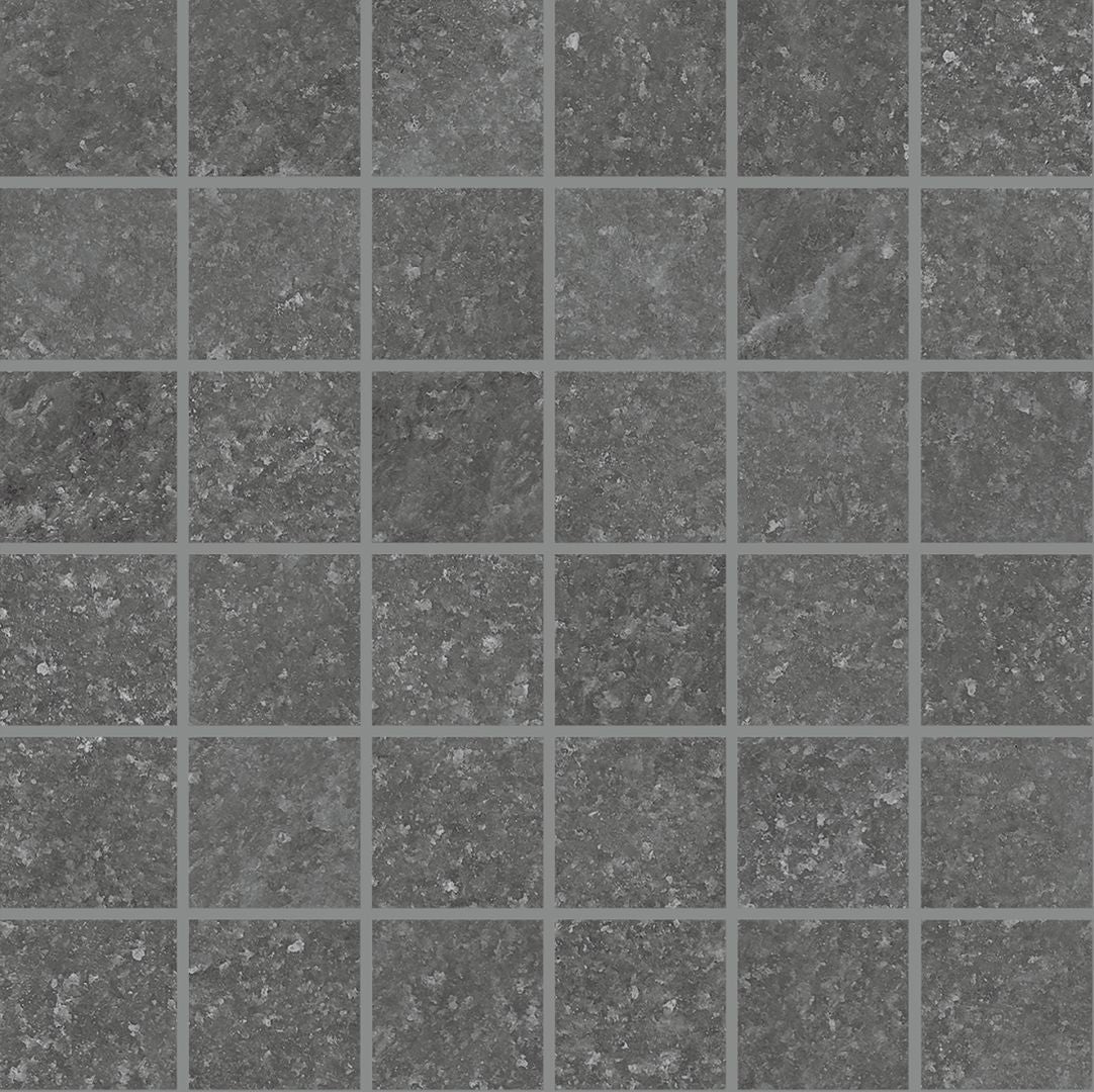 Salt Stone Black Iron porcelain mosaic tile by Emil, 11 13/16"x11 13/16"x9.5-mm size. Premium Italian porcelain for floors and walls.