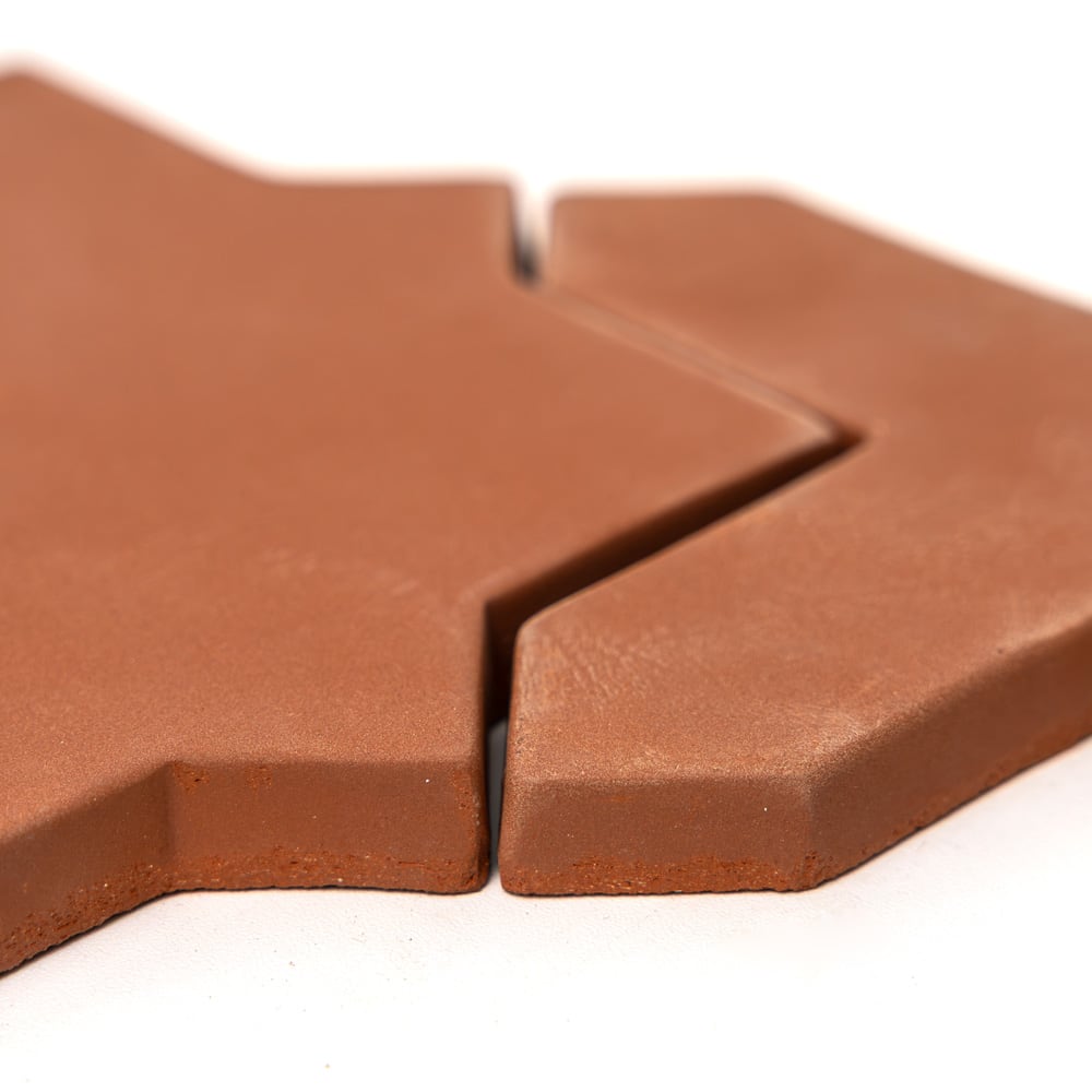Brown Star And Cross Pattern Terracotta Accent Tile (10"×10"×3/8" | matte | straight cut)
