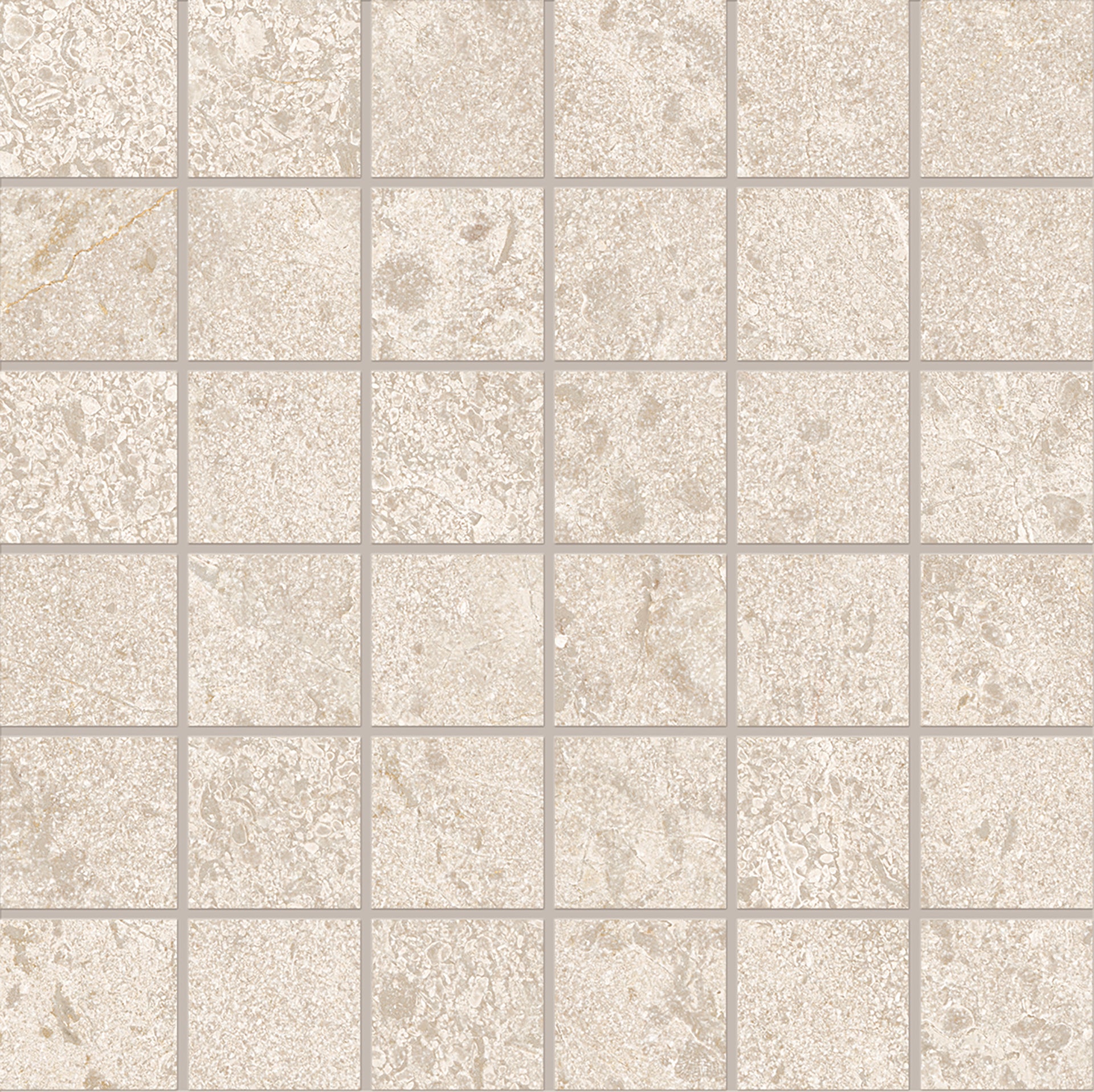 Matera Stone BEIGE porcelain mosaic tile by Emil, silktech finish, 12"x12" size. Premium Italian porcelain for floors and walls.