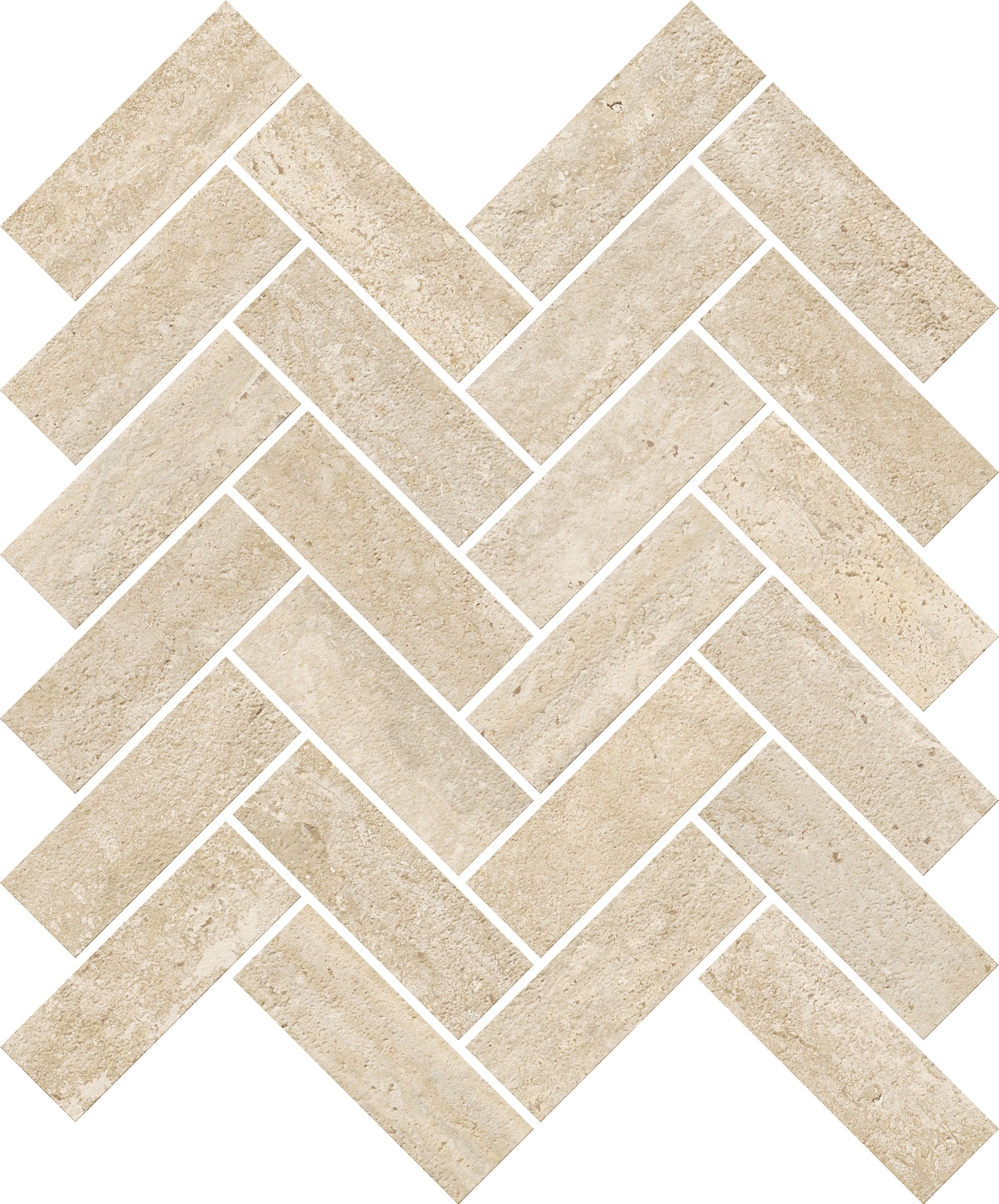 Trail Vein Cut Beige porcelain mosaic, top-down product view, 12"×12"×11/32" size. Premium porcelain for floors and walls.