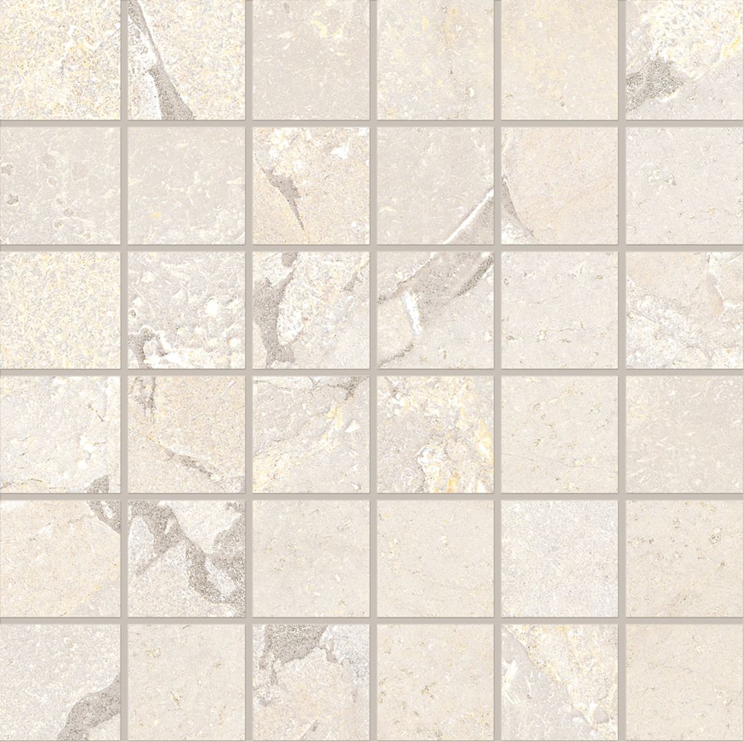 Unique Intensity White porcelain mosaic tile by Emil, 13 3/8"x13 15/16"x9-mm size. Premium Italian porcelain for floors and walls.